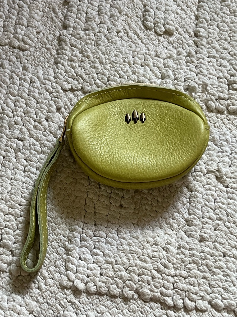 Portland Leather Lime Green Pebbled Leather Wristlet